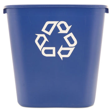 Rubbermaid® Commercial Medium Deskside Recycling Container, Rectangular, Plastic, 28.13 Qt, Blue freeshipping - TVN Wholesale